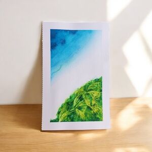 Abstract Blue and Green  5.5 X 8.5in